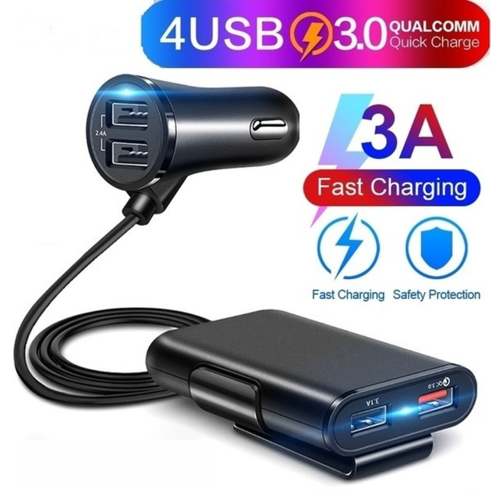 Universal 4 portas usb carregador de carro assento dianteiro traseiro qc3.0 carregamento rápido adaptador usb para carregador de carro usb carregador rápido