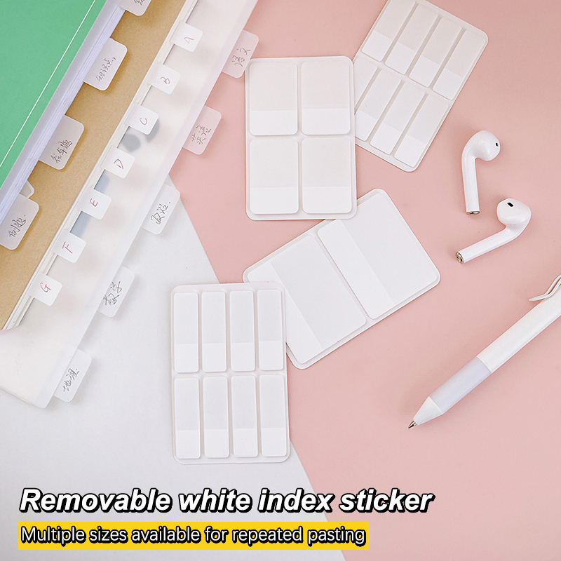 Pegatinas de índice blanco puro esmerilado Simple, etiquetas adhesivas transparentes, notas adhesivas para bricolaje, suministros escolares y de oficina, 40/80/160 páginas