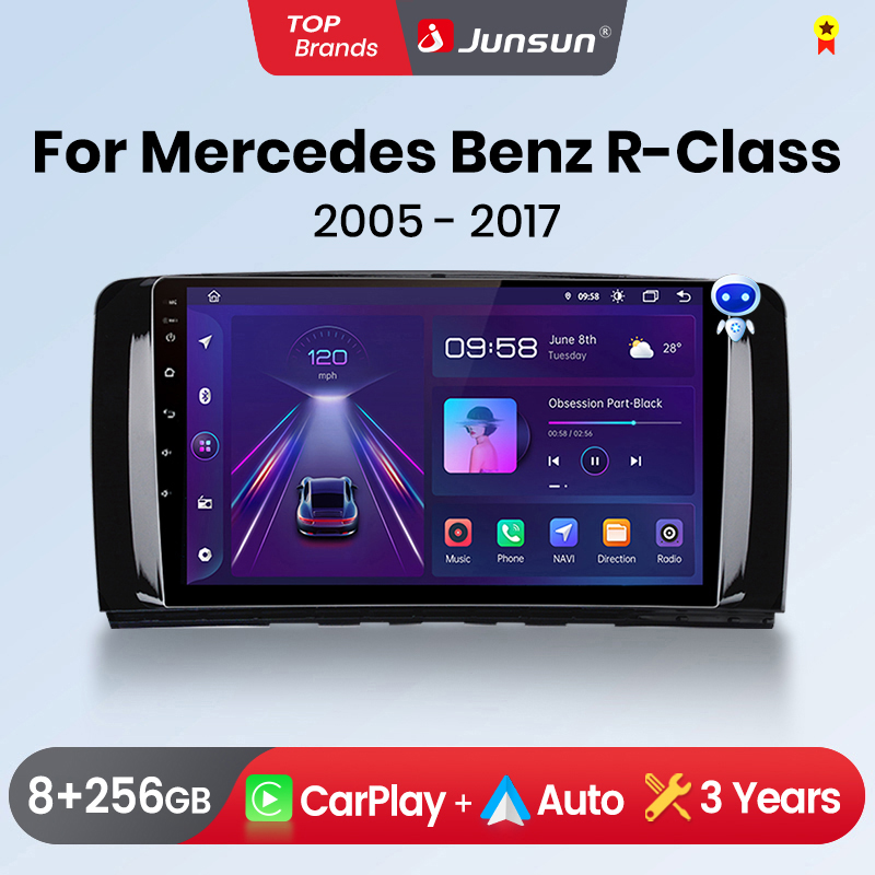 Junsun CarPlay Android Auto Rádio de Carro para Mercedes Benz R251 R300 R280 R320 2005-2017 GPS Sistemas Inteligentes Multimídia