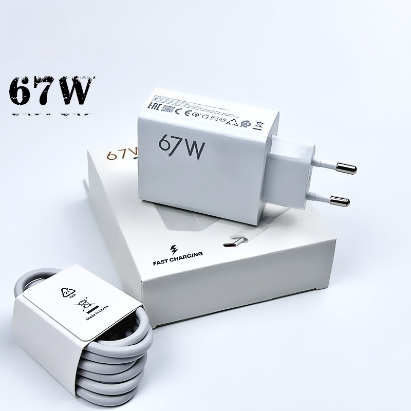 เสี่ยวมี่ ชาร์จเจอร์ 67W Turbo Charging EU Power Supply Fast Charge USB Type C สายเคเบิลสำหรับเรดมี่ โน้ต 11 12 13 โปร มิ 13 ไลท์