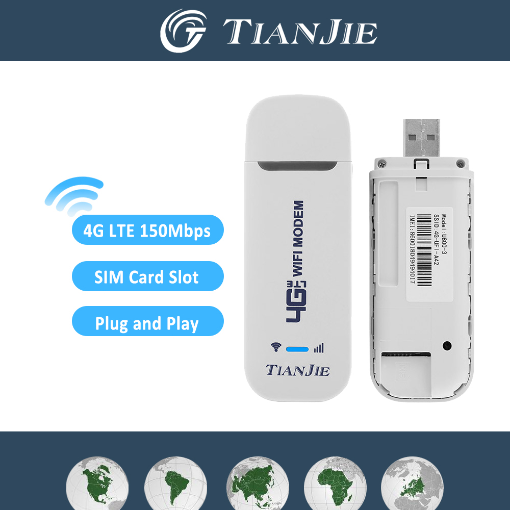 TIANJIE U800 MiniแบบพกพาWIFI 4G LTE Dongle Simโมเด็ม,ปลั๊กUSB,เราเตอร์ไร้สายพร้อมซิมการ์ดสล็อตสนับสนุน,Travel Hotspot 2025
