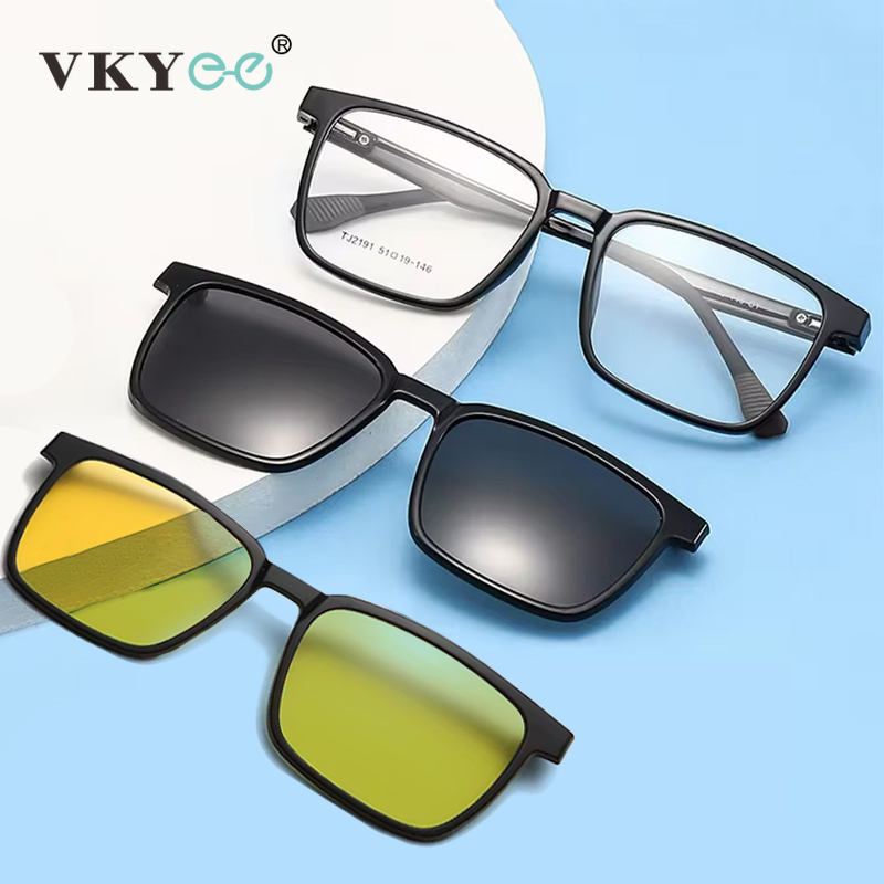 VKYEE Occhiali magnetici con clip Occhiali da guida polarizzati Occhiali miopia ottica da uomo Occhiali da sole da vista personalizzati da donna