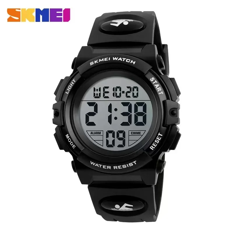 SKMEI-relojes digitales para niños y niñas, pulsera con pantalla de luz LED 1266, despertador, resistente al agua, 5Bar
