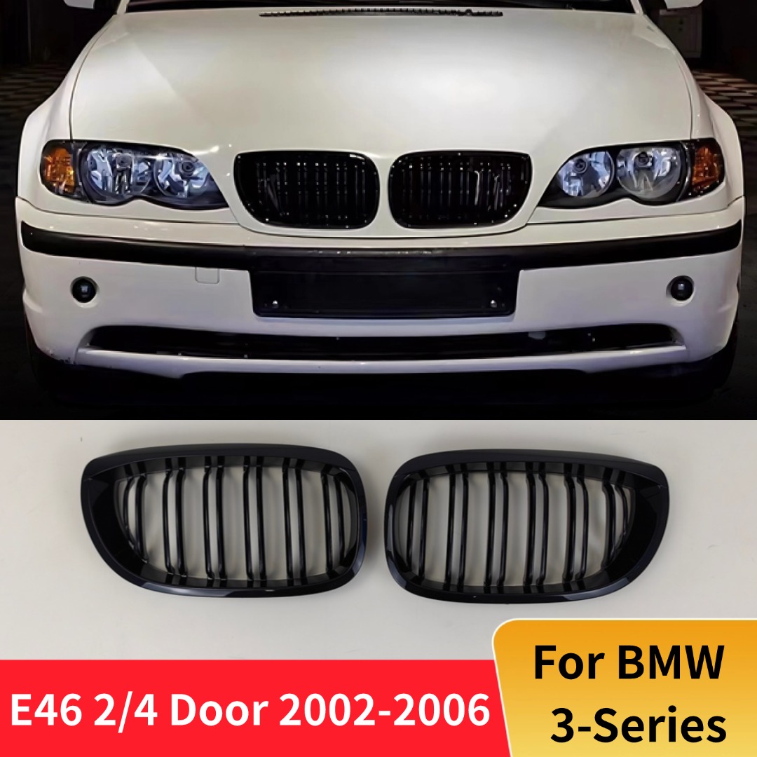Błyszcząca Czarna Przednia Kratka Chłodnicy Nerka Grill do BMW E46 Serii 3 2 4 Drzwi 2002-2006 Akcesoria Tuningowe Body Kit