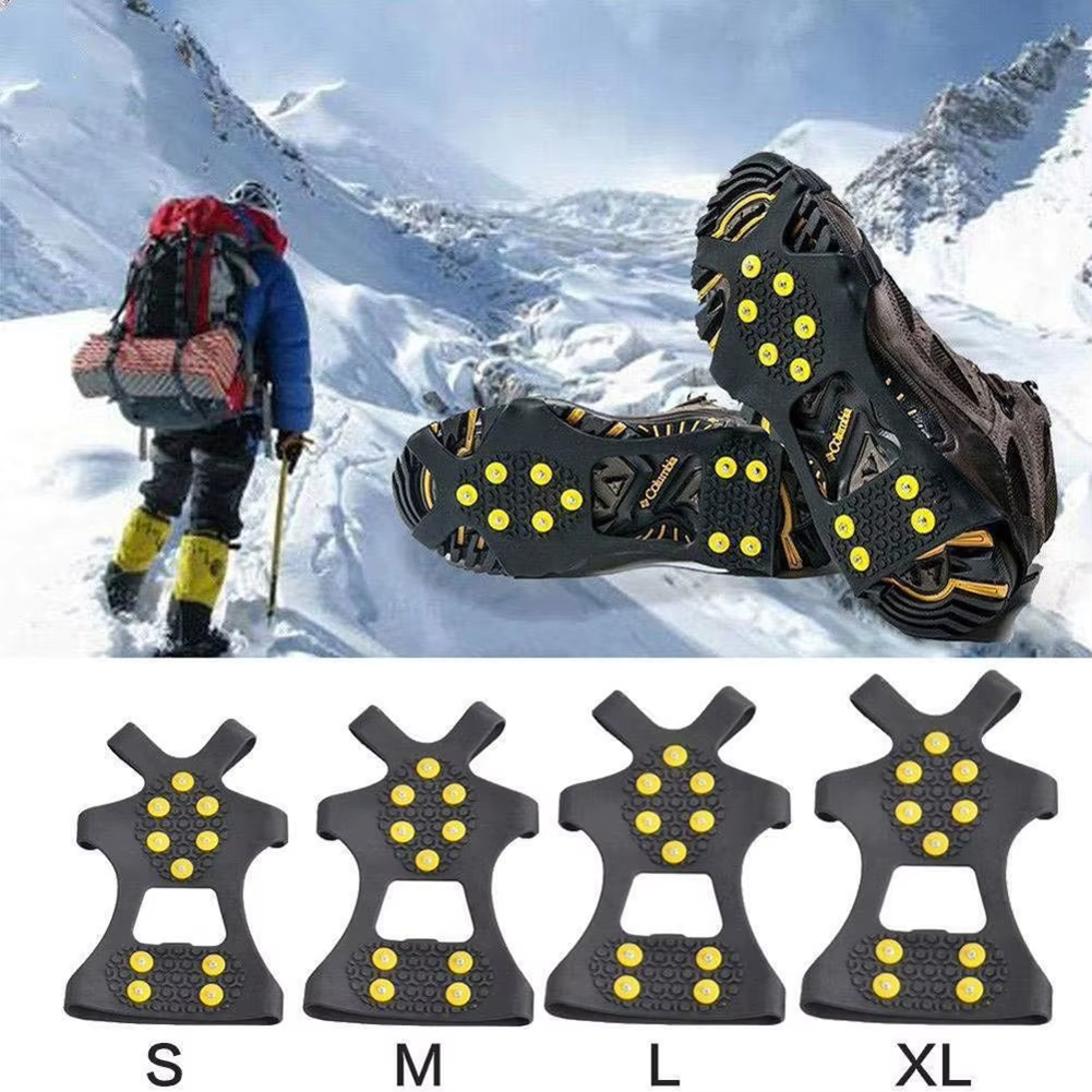 10 Steel Studs Crampons Snow Grips Cleats for Ice and Snow Anti-Slip Rubber Traction Cleats Hiking Walking Climbing Jogging