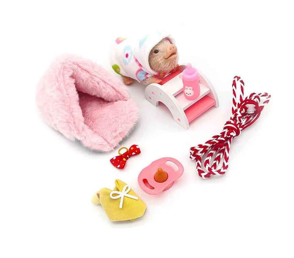 5-calowy silikonowy prosiaczek, miękki, uroczy, mini, realistyczne zwierzątko z akcesoriami, wyglądający jak prawdziwy, lalka prosiaczek reborn, zabawka antystresowa, prezent