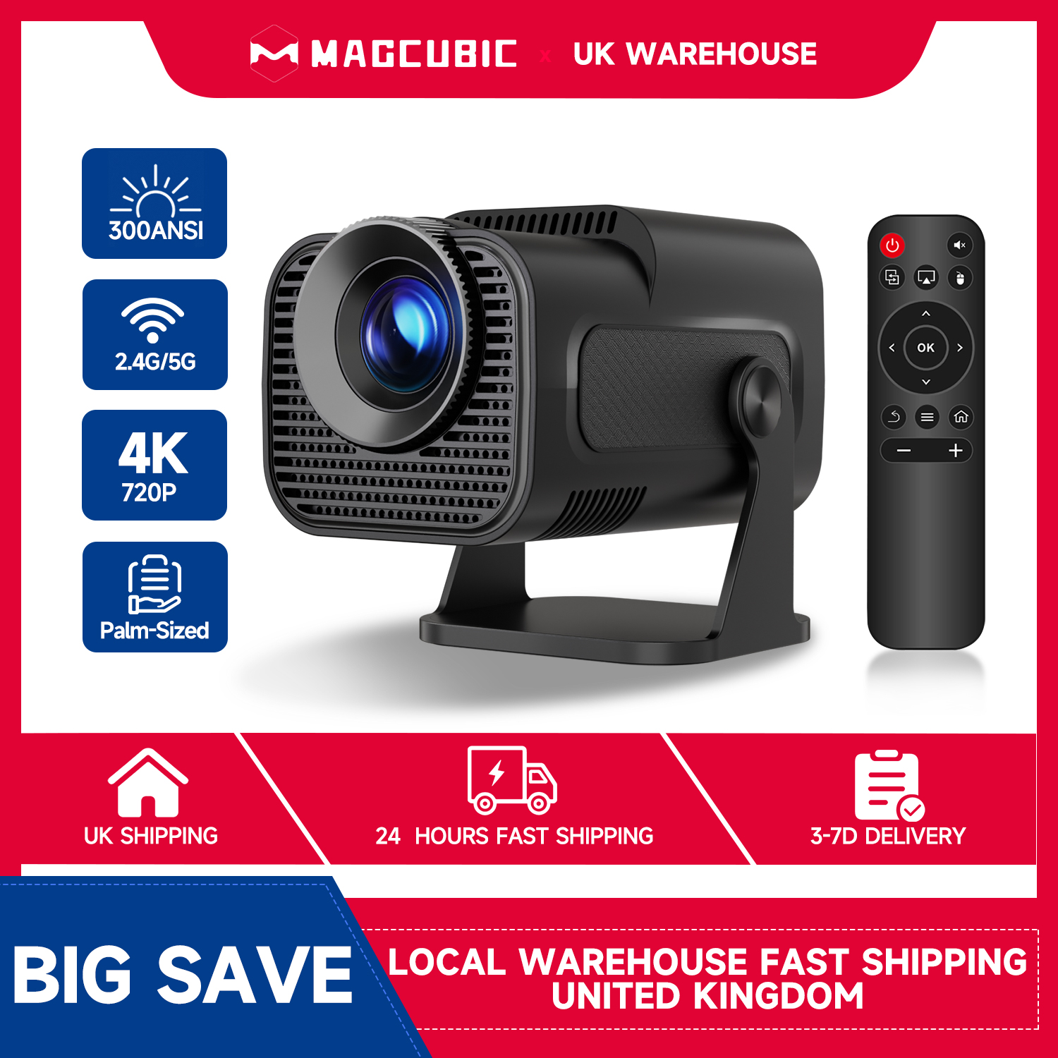 Magcubic HY320 Mini Newly Native 720P Android 11 4K Projector 300ANSI Wifi6 BT5.0 Cinema Outdoor Portable 180° Rotable Projector