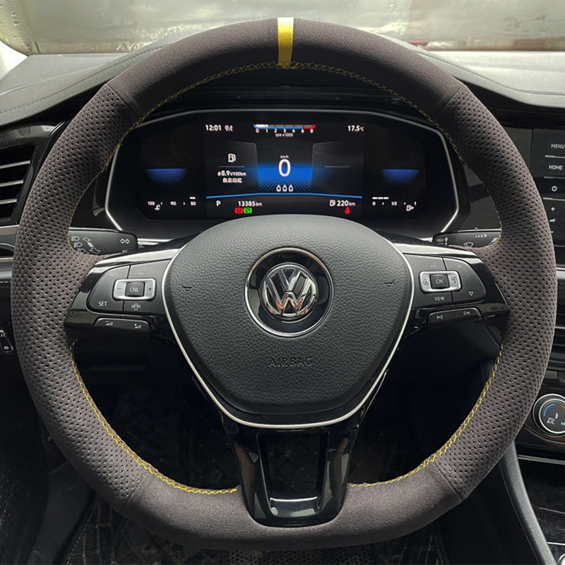 Niestandardowy pokrowiec na kierownicę samochodu zamsz 100% pasuje do volkswagena VW Golf 7 Mk7 Nieuwe Polo jetta Passat B8 pokrowiec na kierownicę