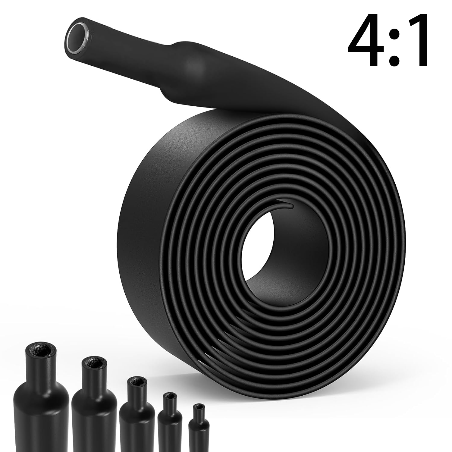 Φ4mm-Φ24mm Heat Shrink Tubing-4:1 Ratio Dual Wall Adhesive Lined Shrinkable Wire Wrap Tube Waterproof Industrial Black