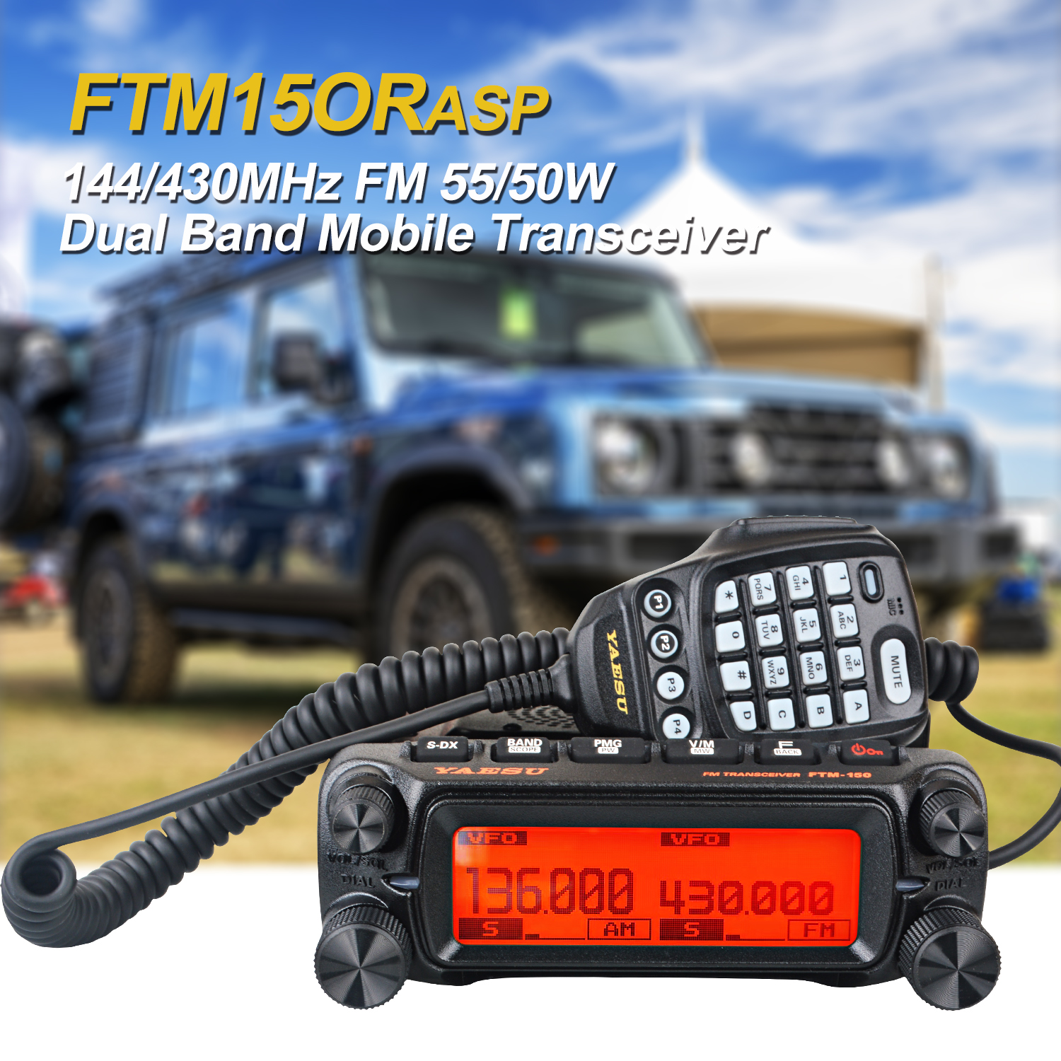 YAESU FTM-150 VHF 55W UHF 50W Dual Band FM Mobile Transceiver Air Band 108-137MHz Receive Front Panel Separation FTM-150E