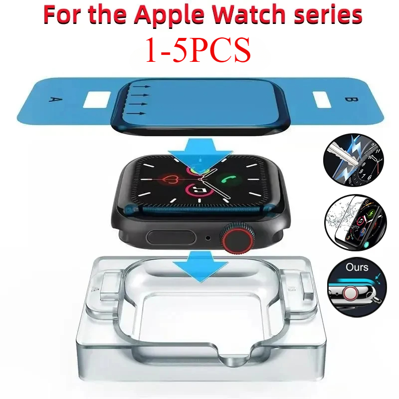 Película cerâmica para apple watch ultra 8 7 49mm 45mm 41mm, protetor de tela para apple watch 6 5 4 se 44mm 40mm 3 2 9 42mm 38mm, 1-5 peças