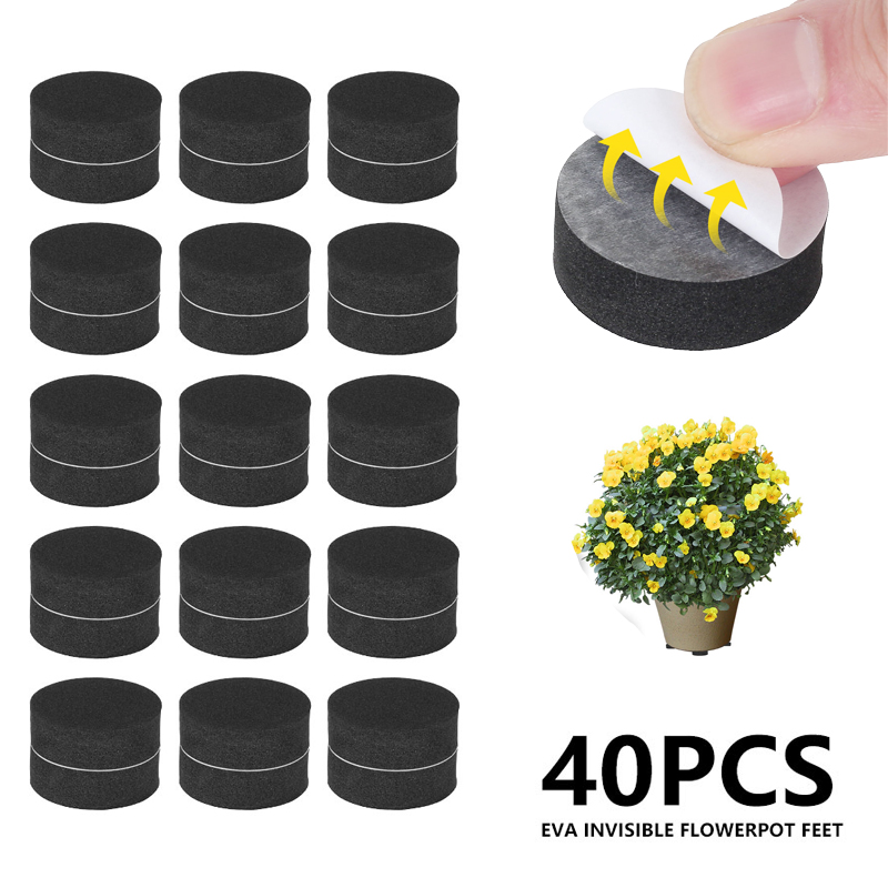Pies de maceta redondos invisibles para flores, soportes elevadores, autoadhesivos, antideslizantes, resistentes, para balcón, 40 piezas