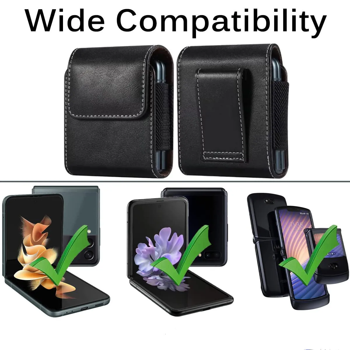 Custodia a clip in pelle per Samsung Galaxy Z Flip7 Flip6 Flip8 Flip 4 5G FLIP5 Flip 8 7 6 5 3 e Moto Razr 70 Ultra 60 50