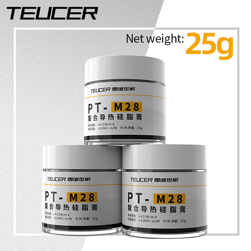 Teucer PT-M28 프로세서 방열 열 그리스 PC 컴퓨터 CPU GPU 복합 냉각 페이스트 25g 스크레이퍼로 병입