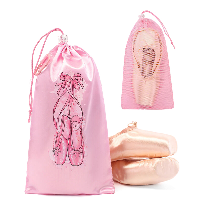 Bolsa de baile de malla portátil, bolsa de almacenamiento de zapatos transpirable, organizador de Ballet para niñas, bolsas para zapatos, bolsa con cordón para zapatos de baile