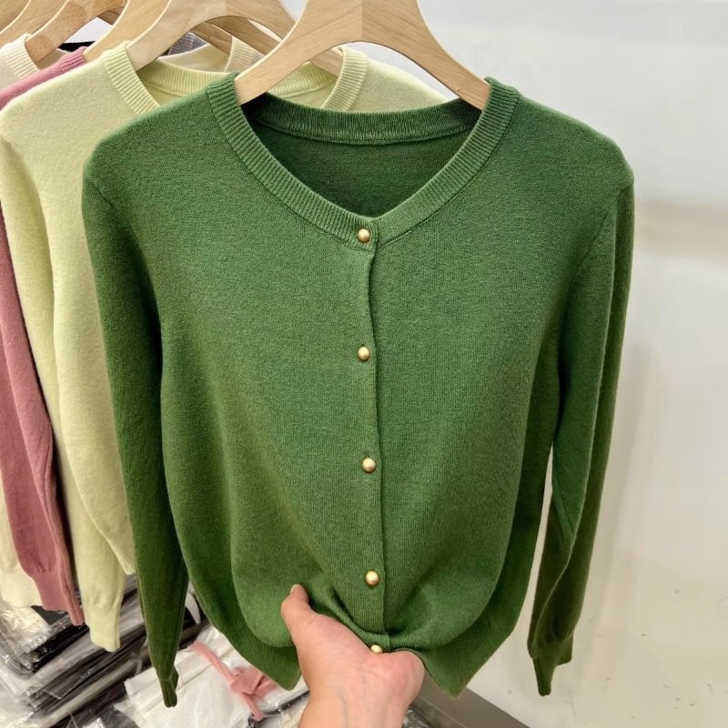 Otoño Invierno suéteres de manga larga cárdigans para mujer suéter tejido con cuello redondo para mujer Tops para mujer prendas de punto ropa de moda JJ01