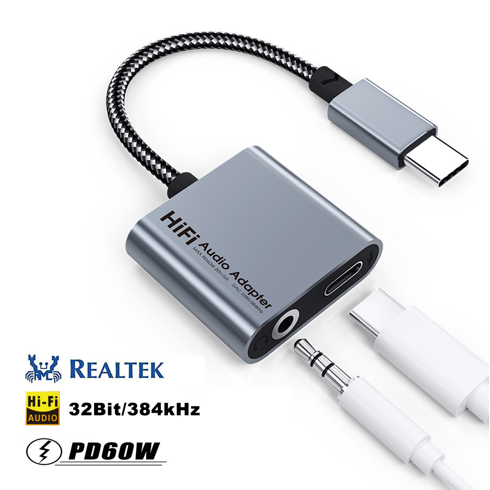 Adaptador de auriculares 2 en 1 USB tipo C 3,5 MM Jack adaptador de Audio Dac USB C para Samsung S24 Plus S25 Ultra Iphone 16 Pro Max Ipad