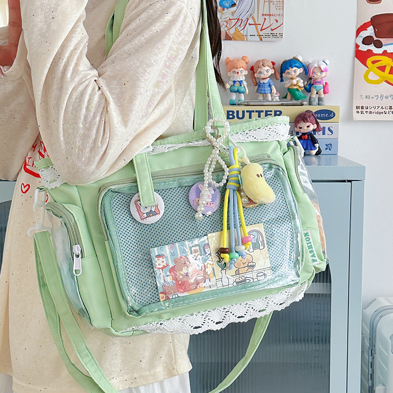 Preppy-Umhängetasche im japanischen Stil mit süßer Schleife, Anime-Schulter-Umhängetasche für süße JK-Mädchen-Einkaufstasche