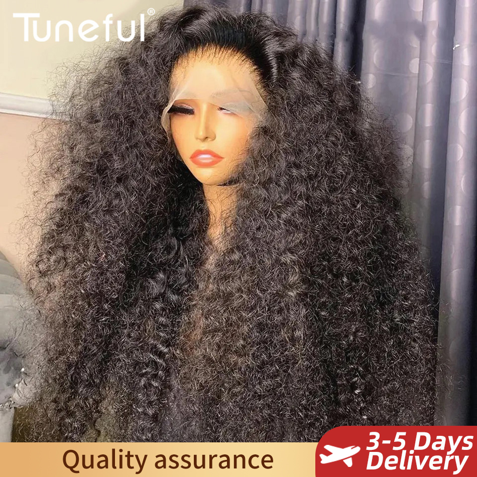 Perucas de Cabelo Humano com Renda Transparente HD 13x6, Cabelo Indiano Virgem Ondulado Cacheado, 40 Polegadas de Comprimento, Perucas Frontais de Cabelo Humano Cacheado Jerry