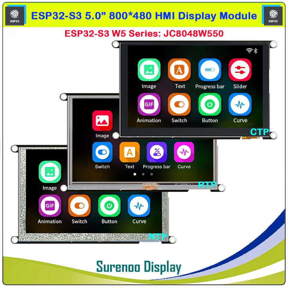 Guition HMI W5 ESP32-S3-N16R8 JC8048W550 5.0 inch IPS 800*480 LCD Display Module Touchscreen WIFI Bluetooth PSRAM FLASH
