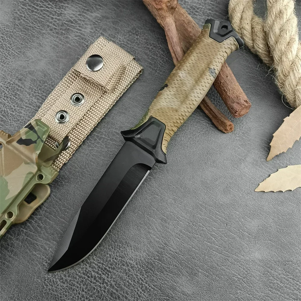 Камуфляжный нож GB 1500 StrongArm Full Tang с фиксированным лезвием 8Cr13Mov, черные резиновые ручки с лезвием, тактические охотничьи военные ножи