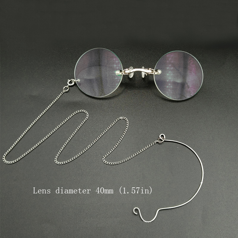Vintage Nose Clip Glasses Myopia Reading Round Spectacles Silver Horn-Rimmed Opera Glasses Retro Portable Pinch Nez Eyeglasses