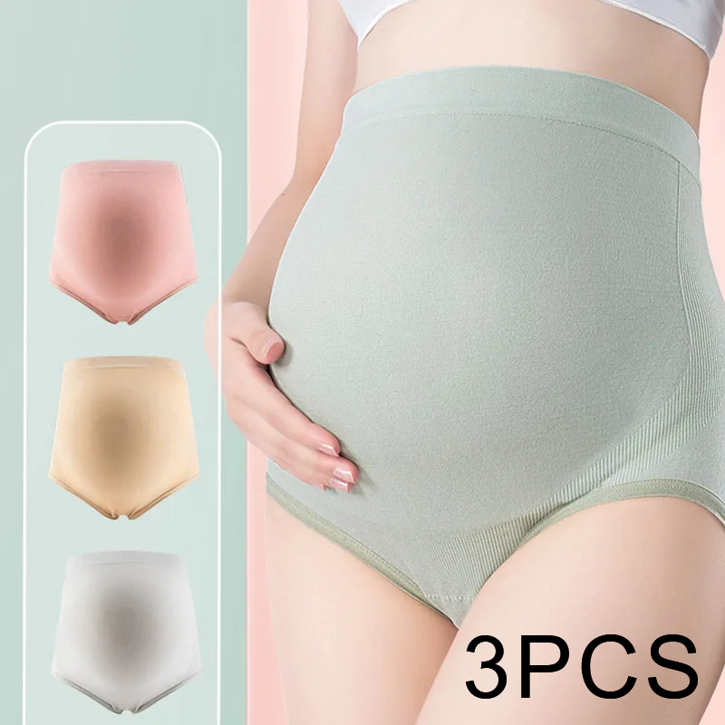 3 pçs/set feminino calcinha para grávidas cintura alta completa barriga apoio calcinha confortável respirável gravidez calcinha L-XL