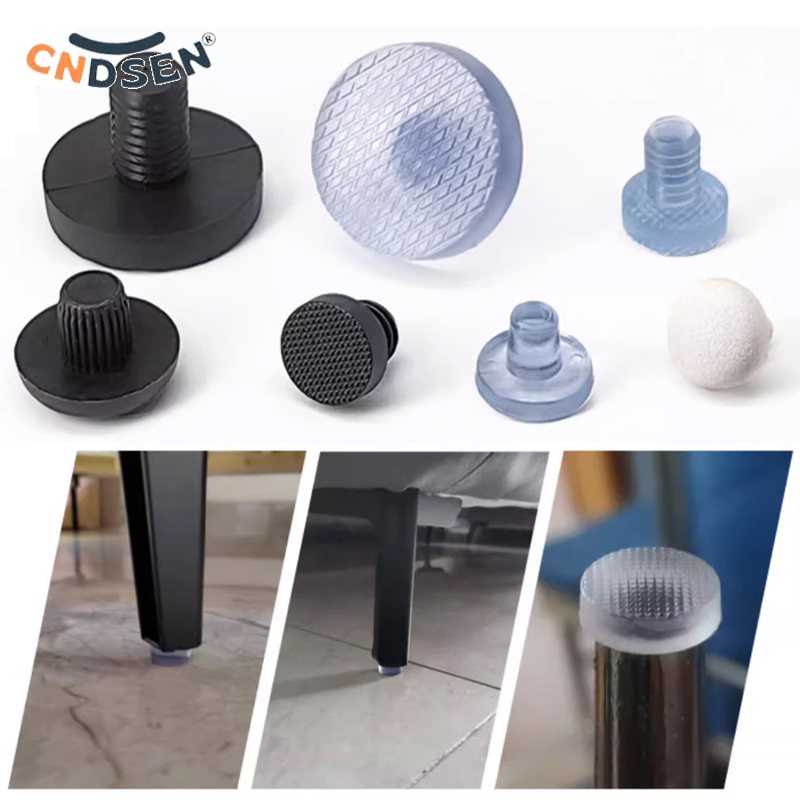 Transparente/preto borracha embutida móveis mesa cadeira perna pés inferior glide slide almofada mesa cadeira pé prego