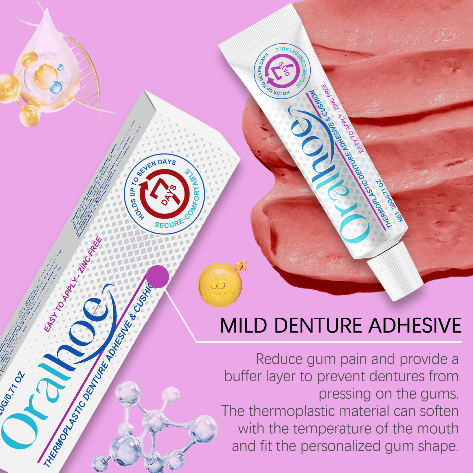 Oralhoe Comfort Denture Fixing Adhesive Extra Strong Glues Tooth Care Products Thermoplastic Glue Teeth Denture Fixing Cream Kit