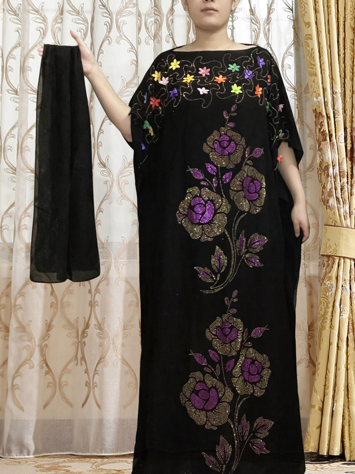 Abaya per donna Dubai 2022 estate maniche corte Applique ricama abito di fiori Femme Musulmane arabo Islam caftano Marocain
