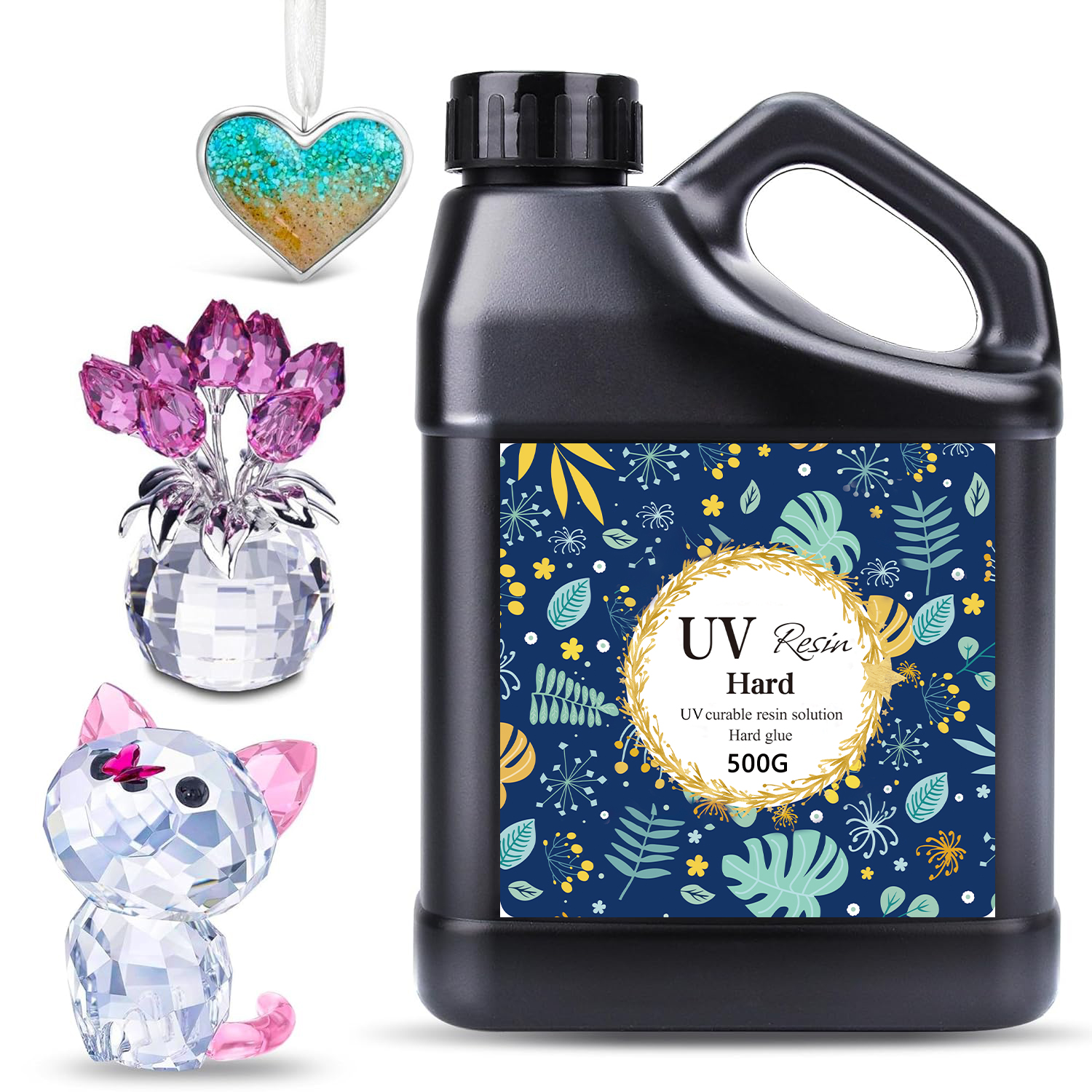 Resina UV con kit de lámpara UV: juego de resina UV transparente de 7,05 oz/1,1 lb, curado rápido y resina UV dura para fabricación de joyas artesanales