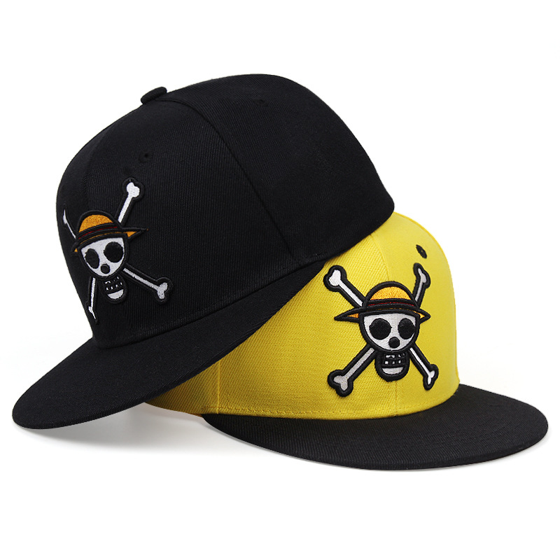 Gorra de béisbol bordada con calavera pirata, dibujos animados de Anime, Luffy, moda, patrón personalizado, Hip Hop, protector solar al aire libre, sombrero de borde plano