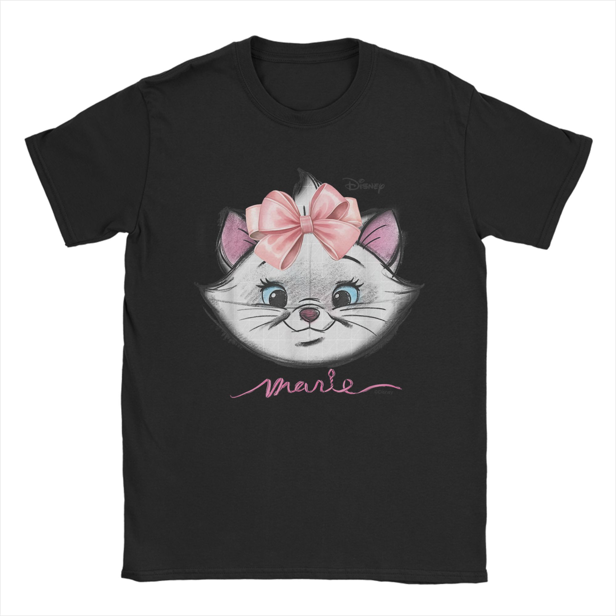Kaos The Aristocats Marie Pink Bow Character Portrait Kaos Pantai Novelty T-Shirt Couple O Neck Plus Size Tees Lengan Pendek