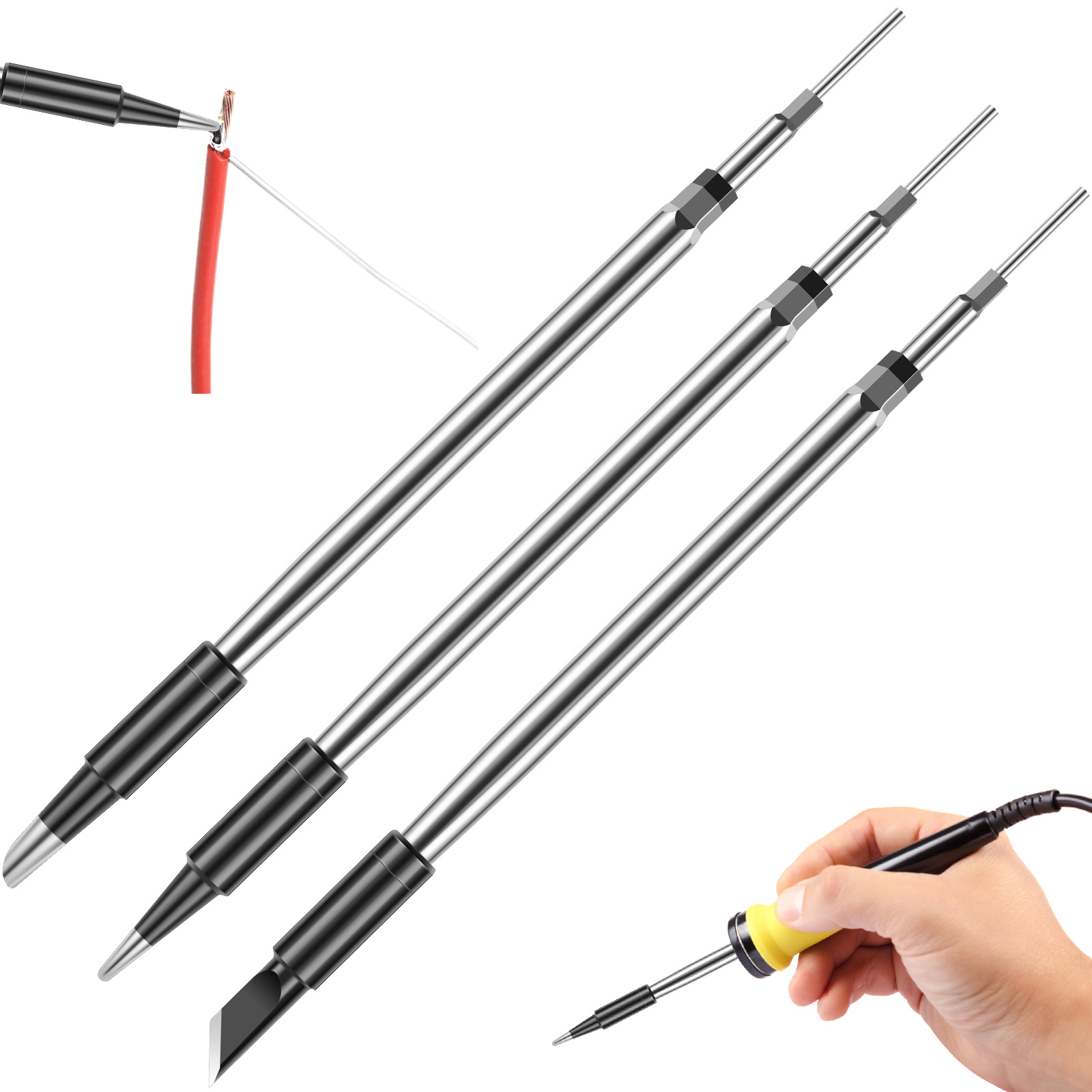 Juego de puntas de pistola para soldar, repuesto de punta de soldadura de Metal, soldador portátil, herramienta de soldadura, 3 uds.