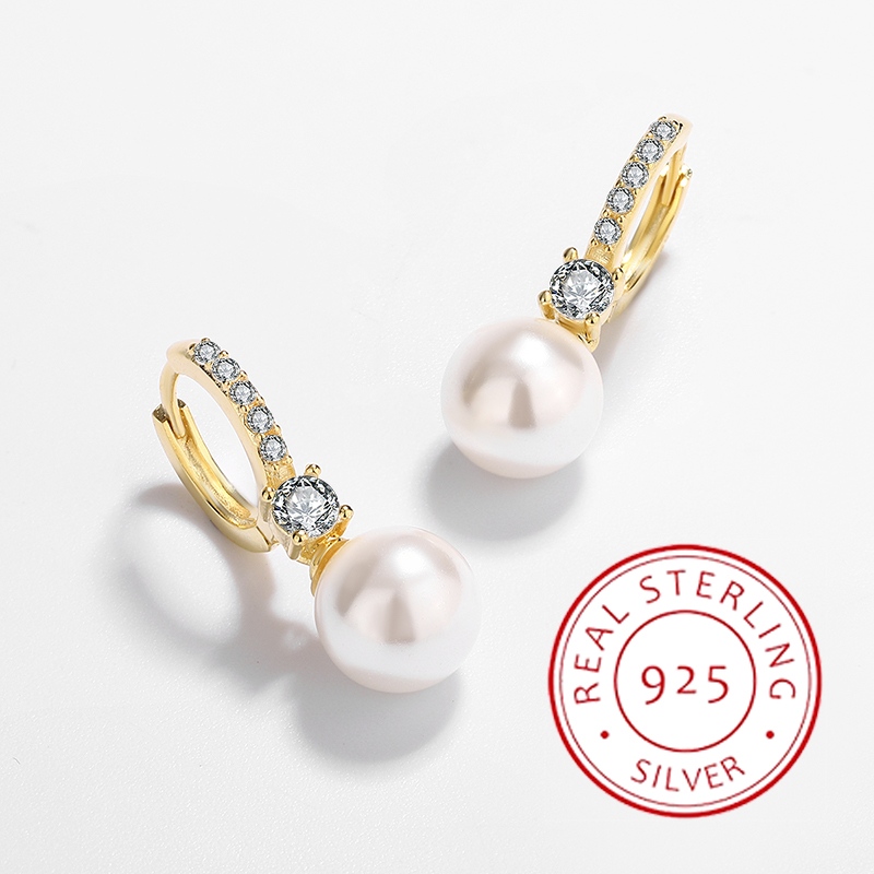 Modieuze En Authentieke S925 Zilver 14K Gouden Hanger Parel Oorbellen Voor Vrouwen, Niche Design, Prachtig En Veelzijdig