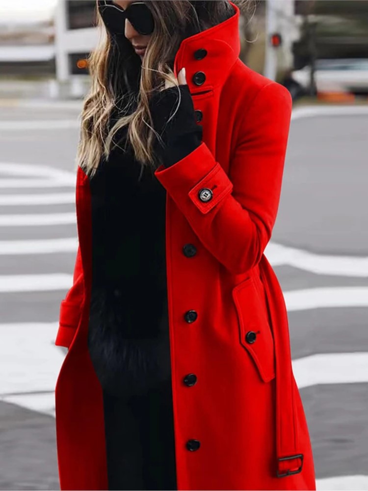 Women's New Woolen Coat Outerwears Autumn Winter Warm Female Jackets Single Breasted Turn-down Collar Long Women's Clothes