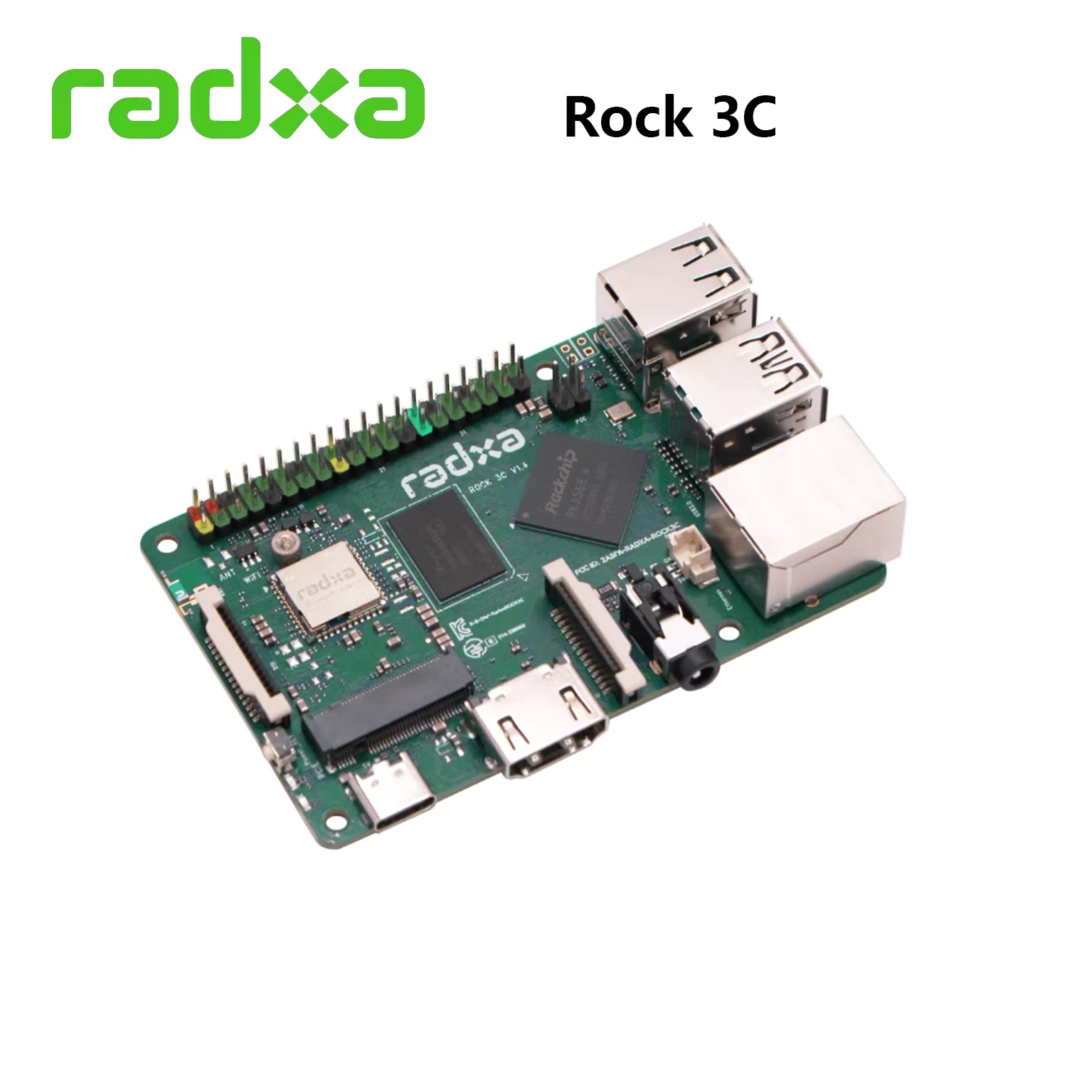 Placa de desarrollo Radxa ROCK 3C con CPU de 4 núcleos, computadora de placa única, alternativa a Raspberry Pi