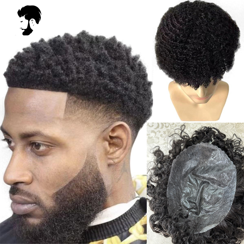 Peruka kręcona ISkin Hair System Niewidoczna męska proteza włosów 0.12cm Injekcja PU Męski tupecik Peruki z prawdziwych ludzkich włosów dla mężczyzn