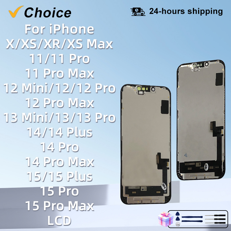 CHOICE AAA+ OLED iPhone X XR XS用ディスプレイ 3Dタッチスクリーンデジタイザー 11 Pro 12 Mini 13 Pro Max 14 Plus LCD交換部品