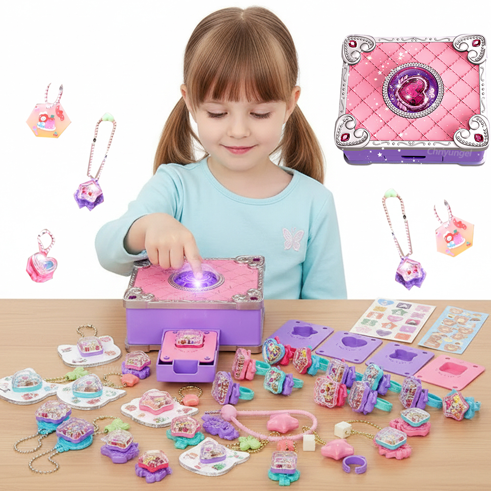 Zestaw do tworzenia biżuterii DIY Chriyungel dla dziewczynek, magiczne bransoletki 3D, pierścionki, breloczki, kreatywny zestaw do rękodzieła, prezent na Boże Narodzenie lub urodziny dla dziecka.