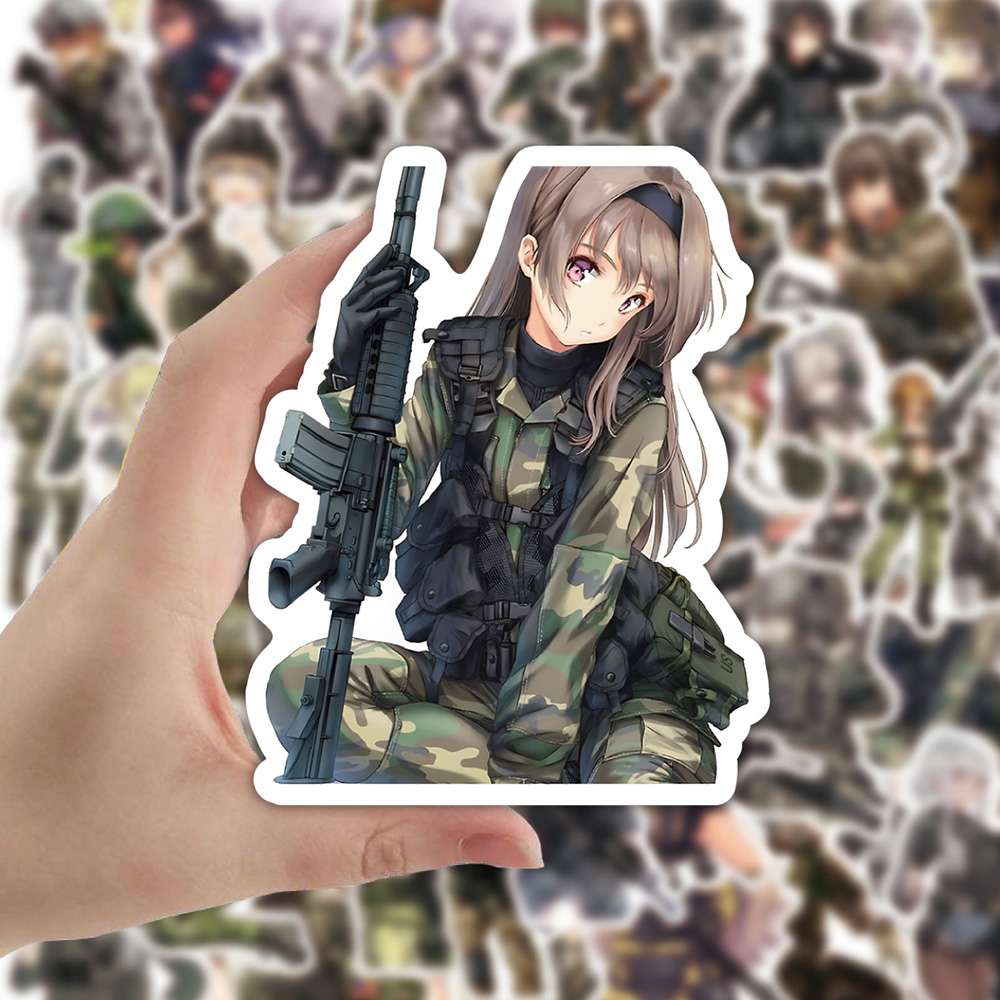 10/50PCS Anime Women Soldiers Girl Stickers Decoration Suitcase Scrapbooking Laptop Phone Stationery Manga Kid Toy Sticker