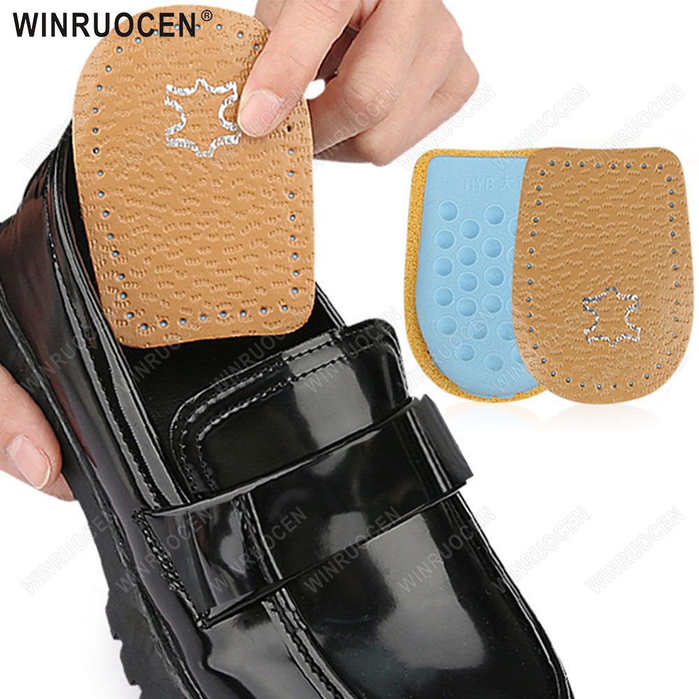 Latex Leather Heel Insoles Pads Thickened Shock-absorbing Foot Soft Cushion Shoes Care Inserts Heel Support Half-size Insoles