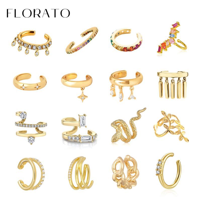 Überzogene 24K Gold/925 Silber Kristall Zirkon Kein Ohr Piercing Ohr Clips Minimalistische CZ Ohr Clips Beliebte Mode schmuck Für Frauen