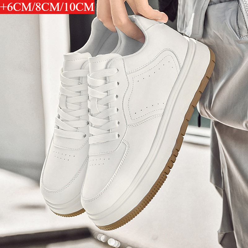 New Height-increasing Shoes for Men: 10CM-8CM-6CM Invisible Height-increasing Sports Shoes, White Sports Shoes, Large Size 37-44