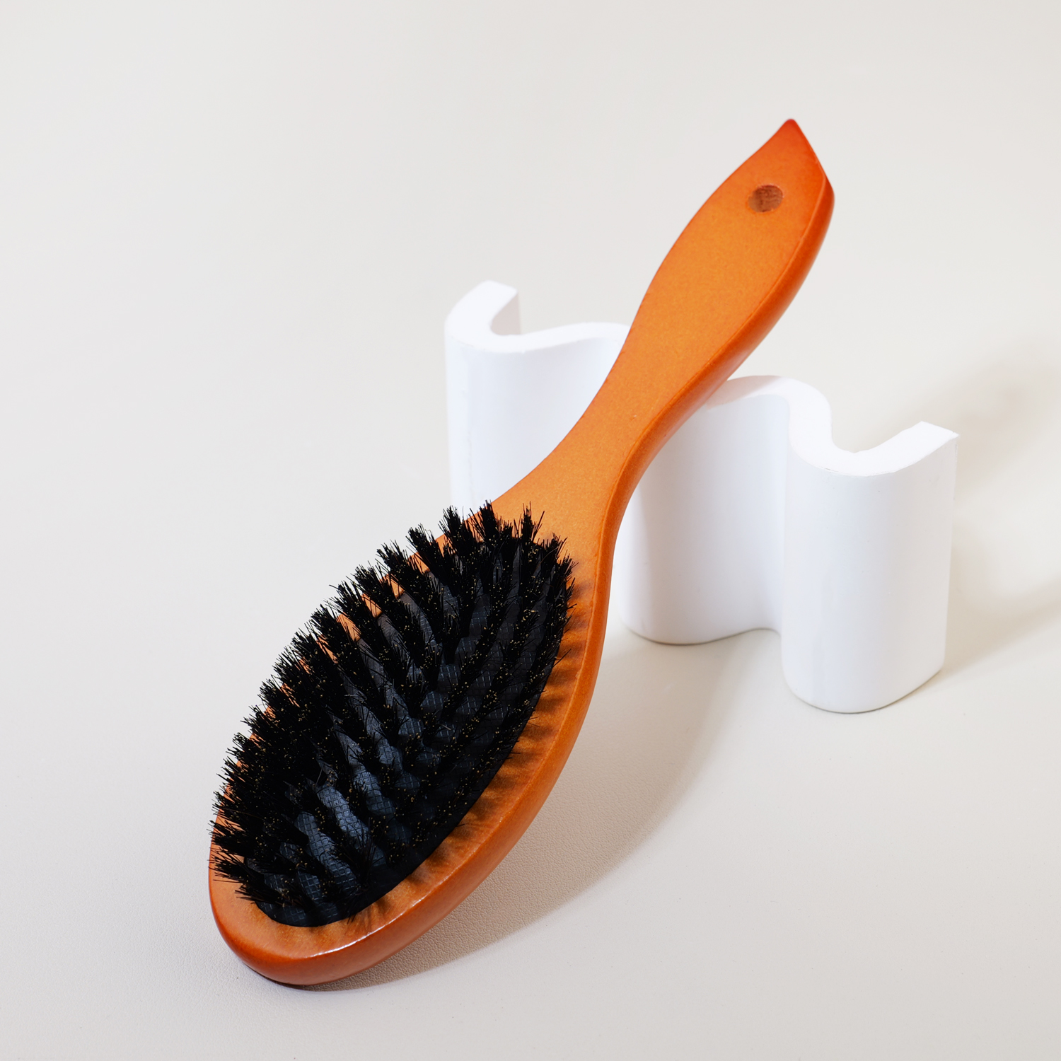 Escova Desembaraçadora com Almofada de Ar, Cabo de Madeira de Peça Única, Escova de Cabelo com Cerdas, Cuidados Profissionais para Salão, Especial para Perucas de Cabelo Natural