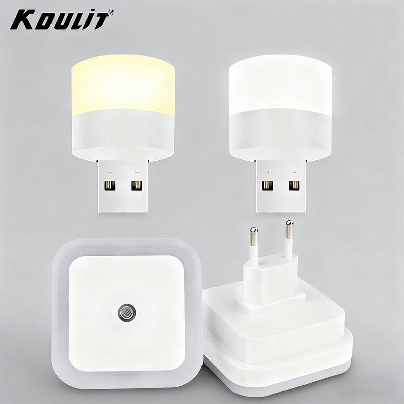 LED-Nachtlicht mit USB/EU-Stecker, tragbare Plug-in-Lampe für Schlafzimmer, Auto, Camping im Innenbereich, dimmbares warmweißes kühles Leselicht