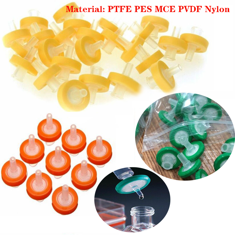 5/10/25Pcs PTFE PES MCE PVDF ไนลอนอุตสาหกรรมเข็มฉีดยาตัวกรอง13-33Mm 0.22-0.45M เคมี Labware สีสุ่มหน้ากากกรอง