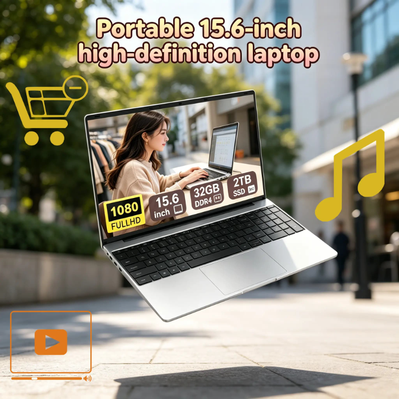 15.6インチ ビジネスゲーミングノートパソコン Intel N3700 4405U Win11 32GB DDR4 2TB SSD 超薄型ポータブルノートブック