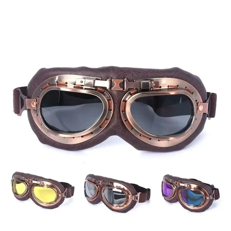 Retro óculos de proteção da motocicleta vintage moto clássico óculos para harley piloto steampunk atv bicicleta capacete cobre 1 pçs