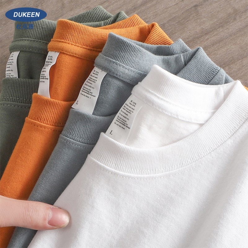 Dukeen-camiseta pesada de gran tamaño para hombre, camisa de manga corta de algodón, de Color sólido, informal, de una pieza, de verano, 280gsm